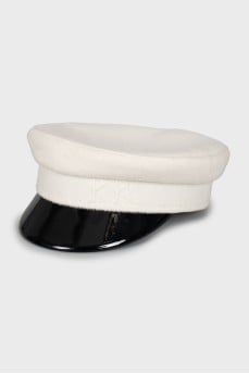 White cap with black visor