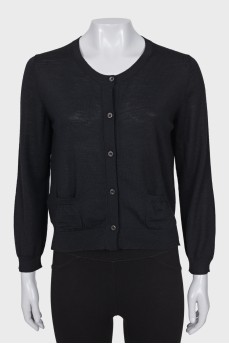 Black wool cardigan