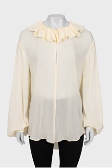 Long sleeve semi-transparent blouse