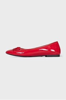 Red patent leather ballet flats