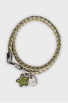 Double leather bracelet with pendant
