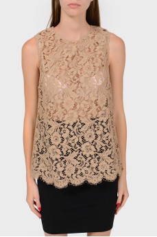 Sleeveless lace top with tag