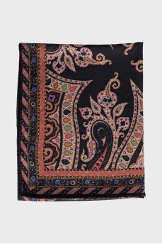 Cashmere and silk print scarf