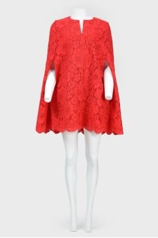 Red dress-cope is lace