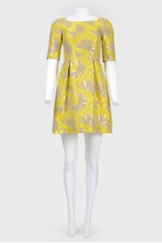 Yellow dress in floral print