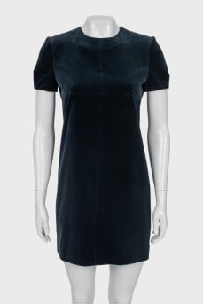 Blue Straight Dress with Short Sleeves
