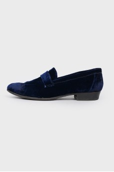 Faux distressed velor loafers