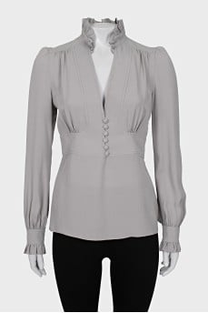 Fitted silk blouse with buttons
