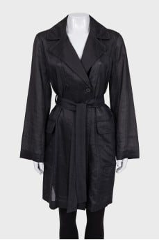Cardigan with button and belt