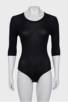 Silk bodysuit with short sleeves