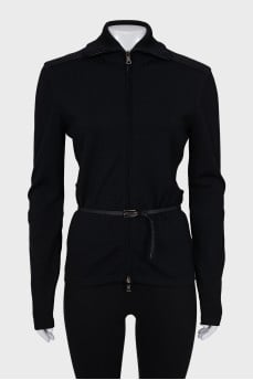 Woolen cardigan with belt