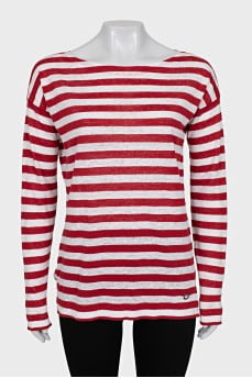 Straight long sleeve in red and white stripes