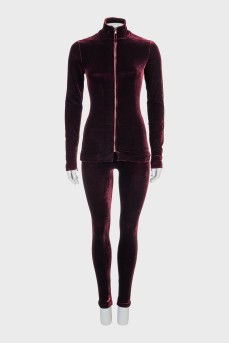 Velvet cardigan and trousers suit