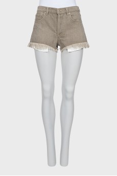Denim shorts with logo on pockets