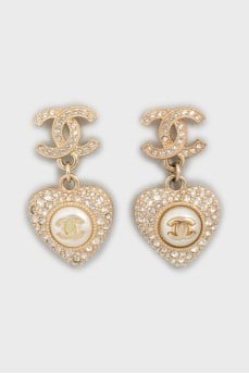 Heart Shaped Earrings with Crystals