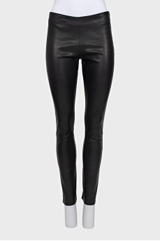 Leather pants with side zip