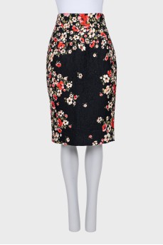 Printed high waist pencil skirt