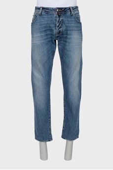 Men's distressed straight fit jeans