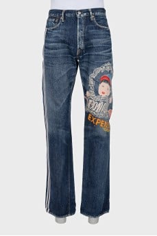 Men's straight fit jeans with print