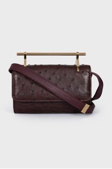 Purple Ostrich Leather Crossbody Bag