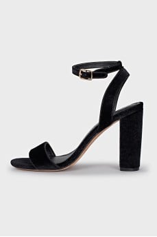 Velour sandals in black