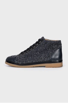 Wool boots with leather toe