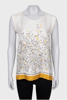 Loose short sleeve silk blouse