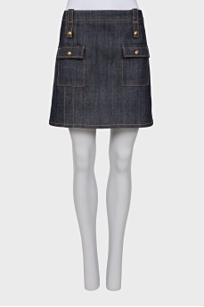 A-line denim skirt with pockets