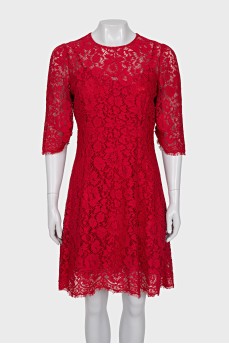 Fitted lace dress with zipper