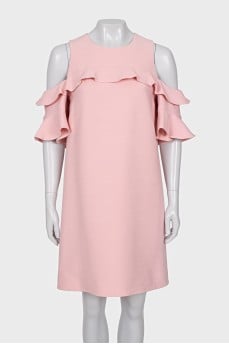 Pink dress made of wool and silk