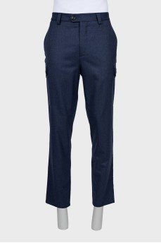 Wool trousers with patch pockets and buttons