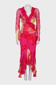 Silk blouse and skirt suit