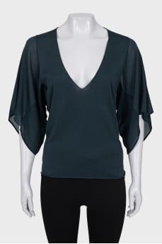 Silk blouse with wide sleeves