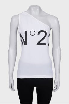 One shoulder top with branded logo