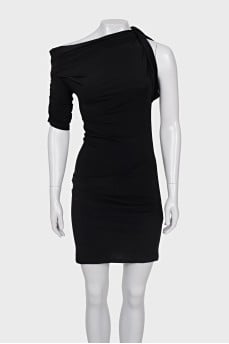 Black asymmetrical mini dress