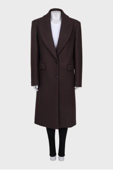 Straight cut wool coat with buttons
