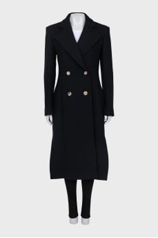 Fitted wool coat with silk lining