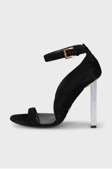 Suede sandals with mirror heels