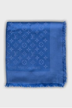 Blue scarf with signature pattern