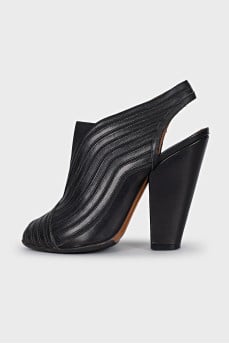 Black sandals with textile inserts