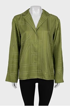 Silk shirt with contrast stitching