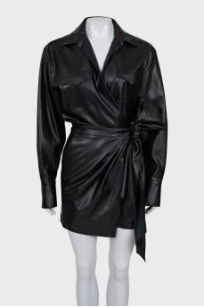 Wrap dress with patch pockets
