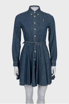 Fitted denim dress with buttons