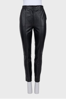 Mid-rise leather trousers
