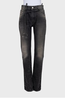 Wide jeans with decorative element