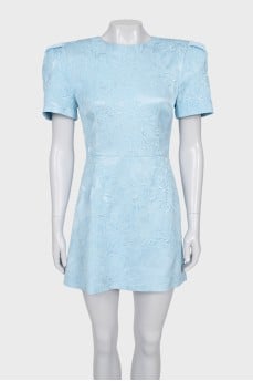 Blue dress with relief pattern