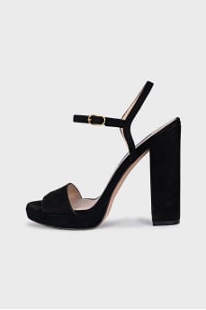 Suede block heel sandals