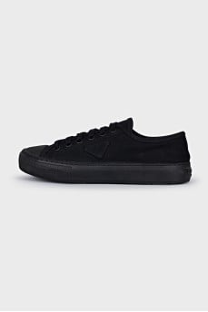 Men's Black Leather Toe Sneakers