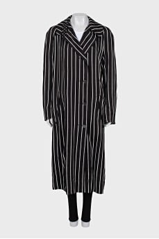 Black striped trench coat