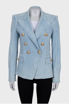 Denim jacket with gold hardware